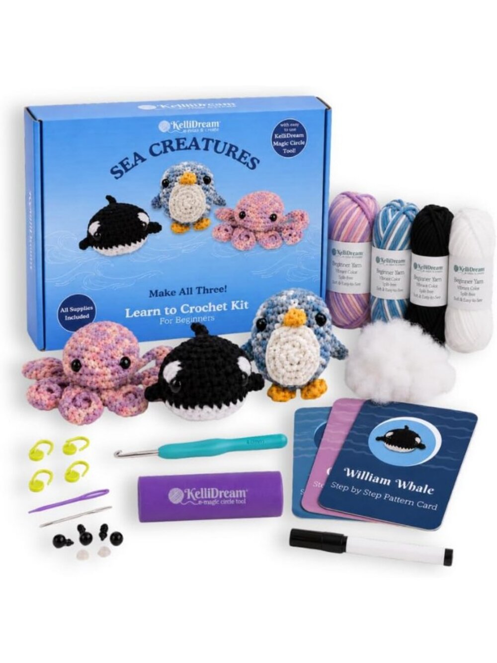 KelliDream Magic Circle Tool Inclusive Learn to Crochet Kit for Beginners